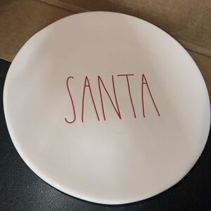 Rae Dunn 8” Plate with Red 'SANTA'